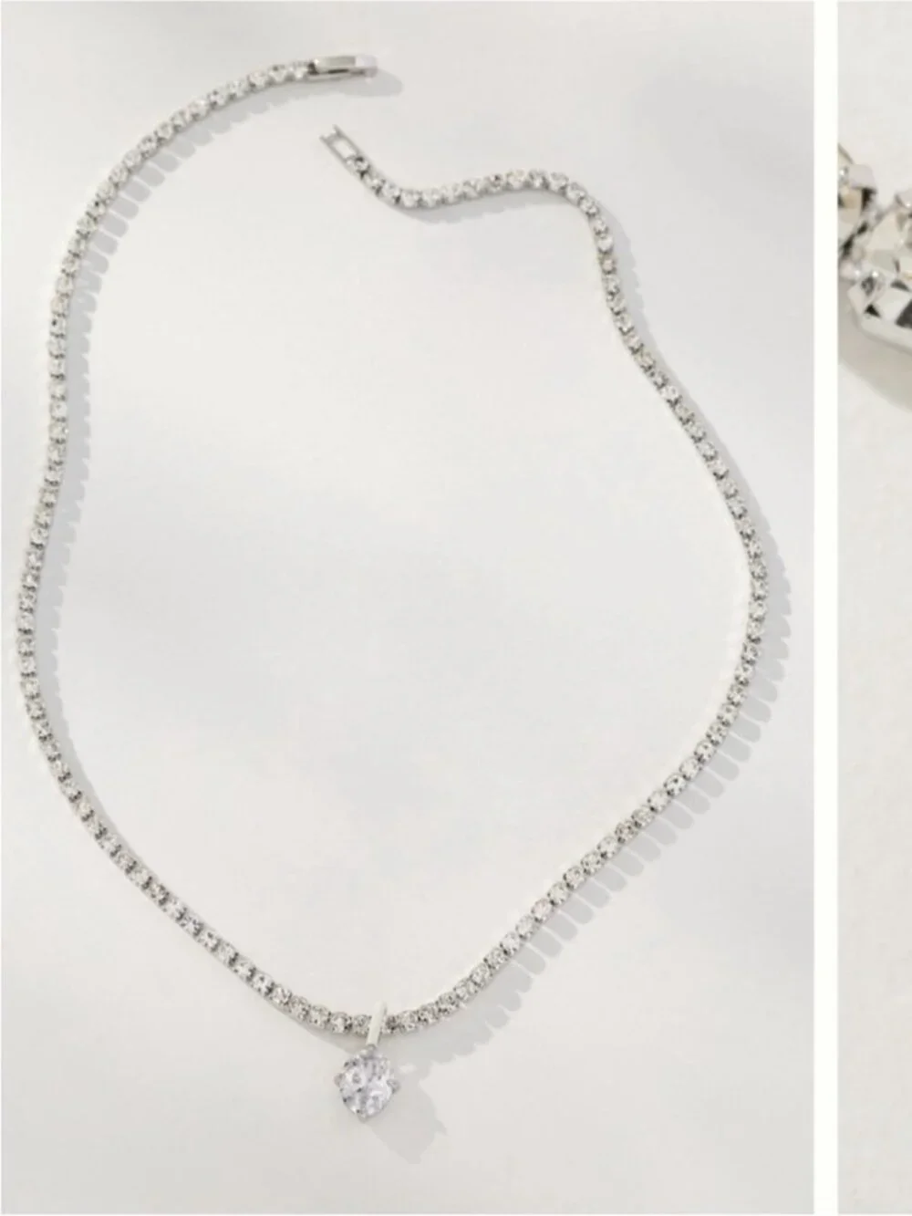 New! Anthropologie Silver Glam Crystal Pendant Necklace NWT